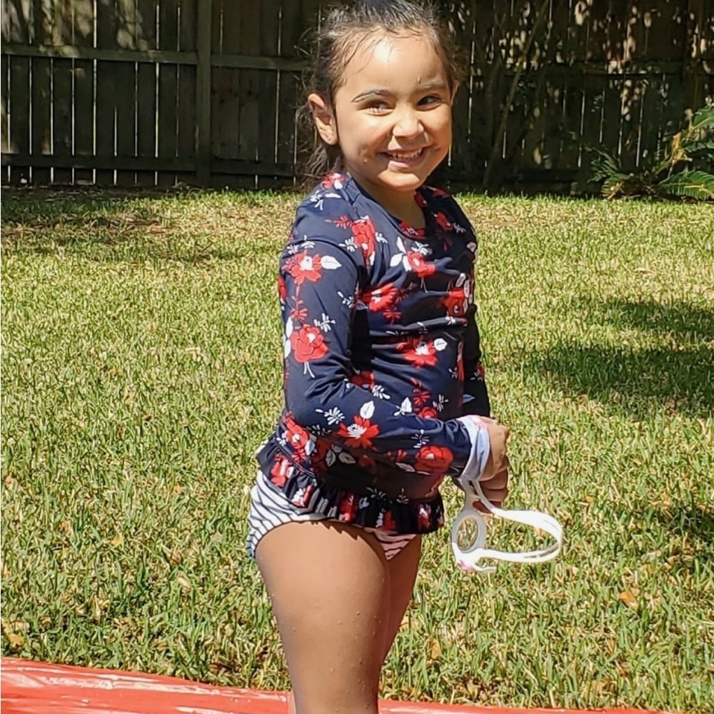 Janie and Jack Blue 2 Piece Rashguard Swim Set Sz 10